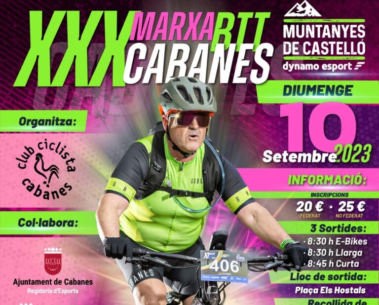 Cabanes serà el pròxim 10 de setembre l’epicentre del món biker amb la celebració de la fira de la bicicleta i la XXX marxa BTT